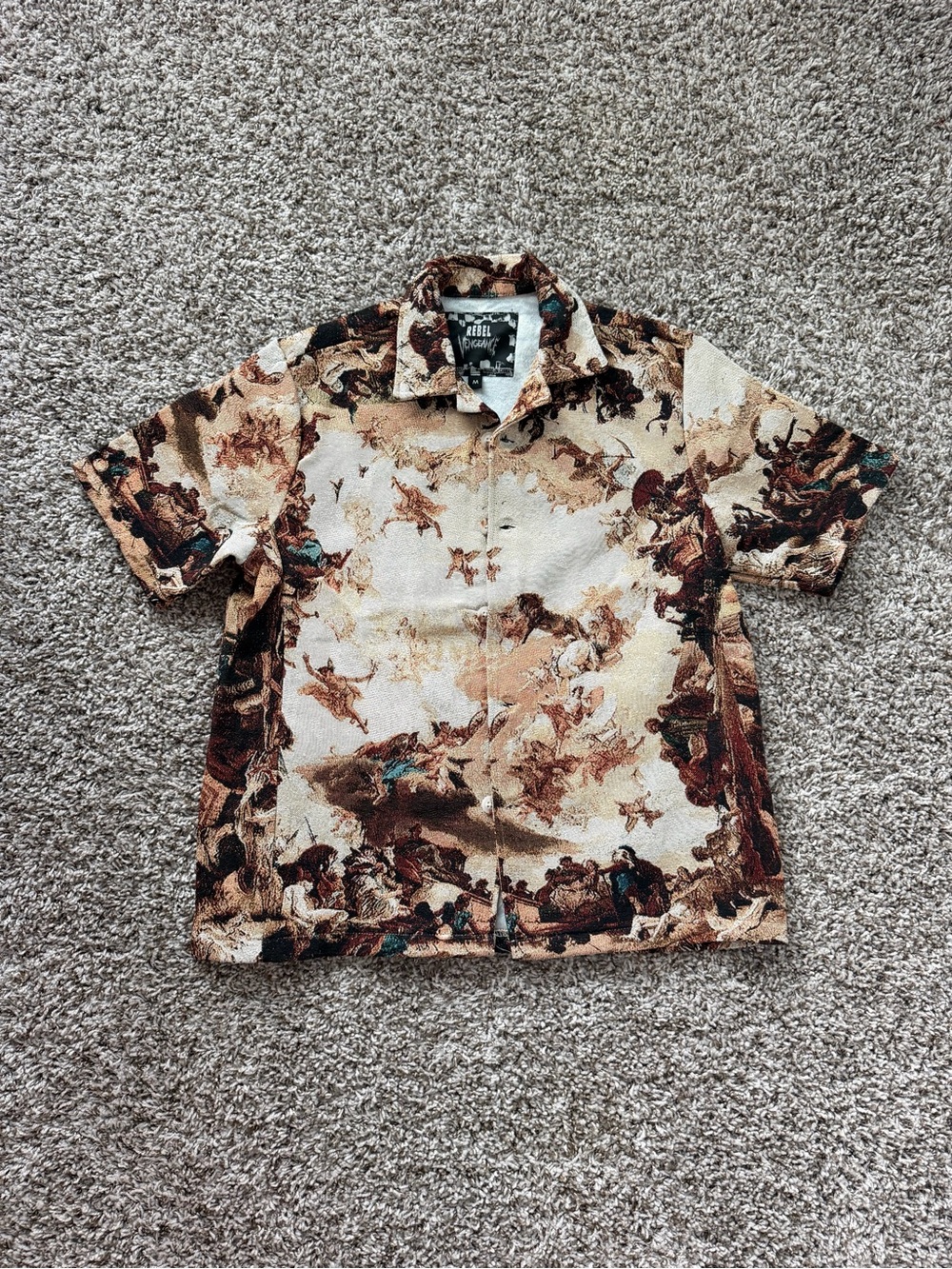 Rebel Vengeance Renaissance Art All-Over Print Button-Up Shirt